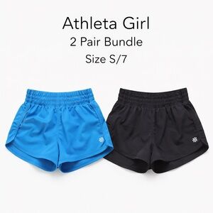 2 Pairs Athleta Girl Run Free 2.5” Running Shorts Built-In Liner Size S 7 Bundle